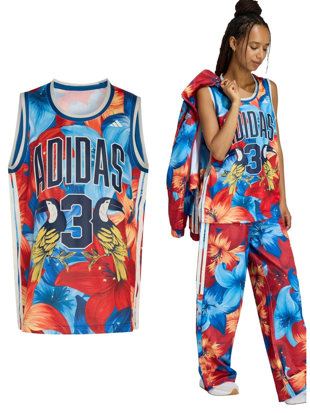 NWT Adidas x FARM Rio Floral Toucan Basketball Jersey Tank Top XS Collab